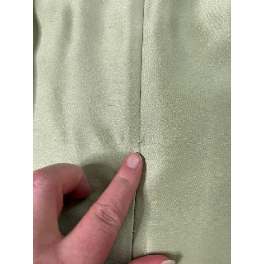 Vintage 90's David Warren Silk Pencil Skirt Floral Embroidery Pleated Trim SZ 6